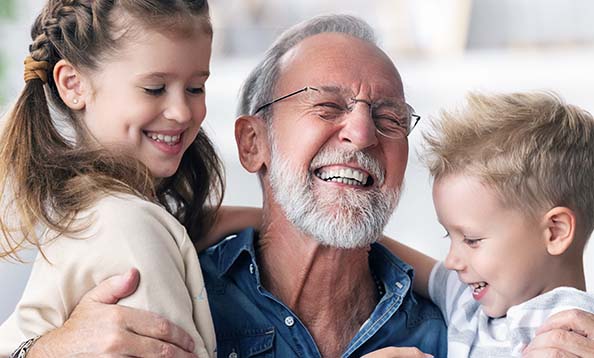 Grandfather and grandchildren